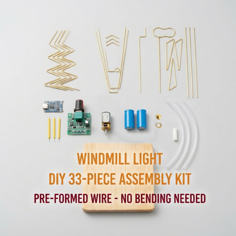 DIY Kinetic Windmill Desk Lamp - Brass Wire Art & Engineering Kit